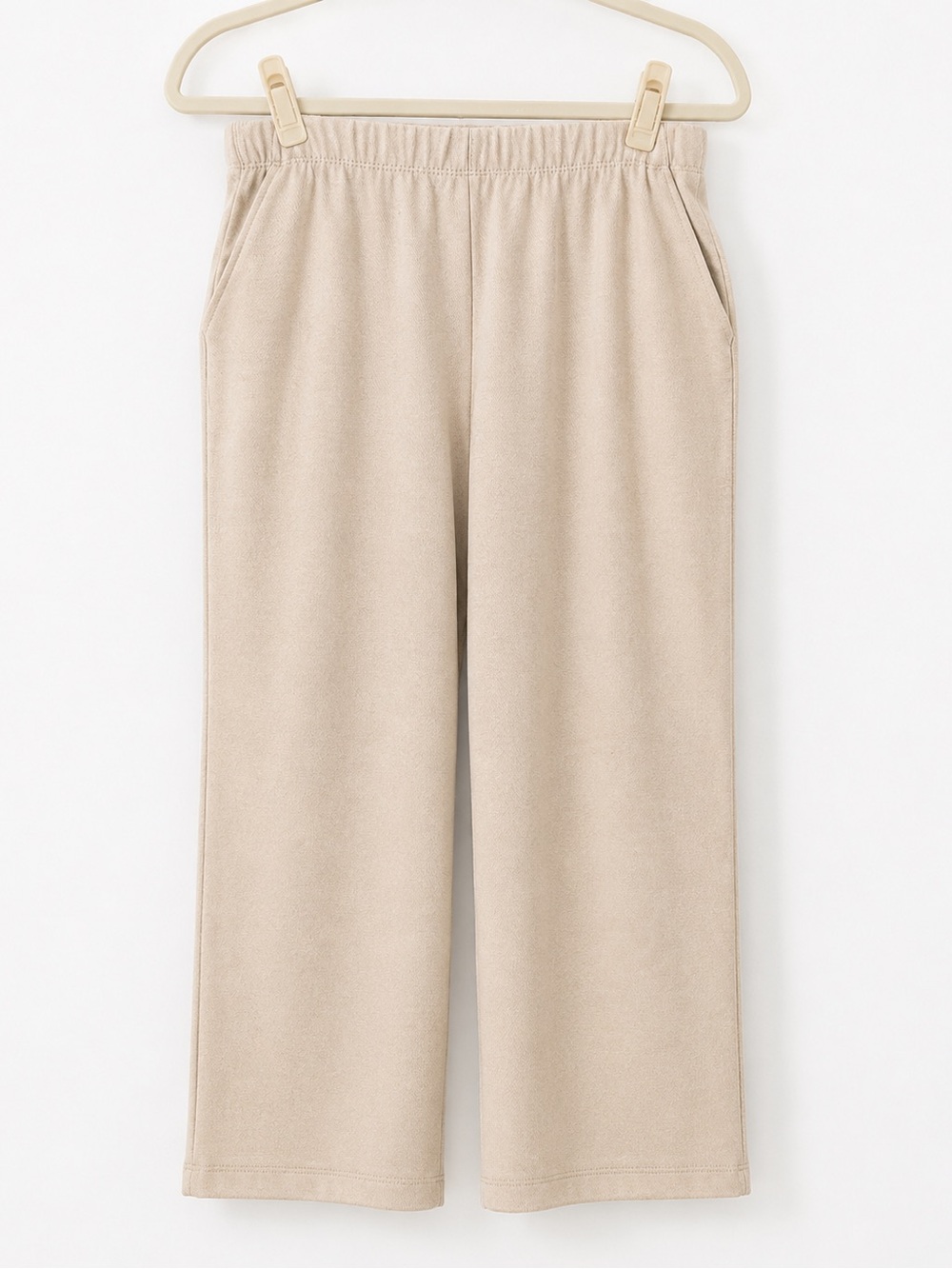 Lands’ End Women’s Small Beige Pull On Knit Pants Warm Cozy Soft Straight Leg